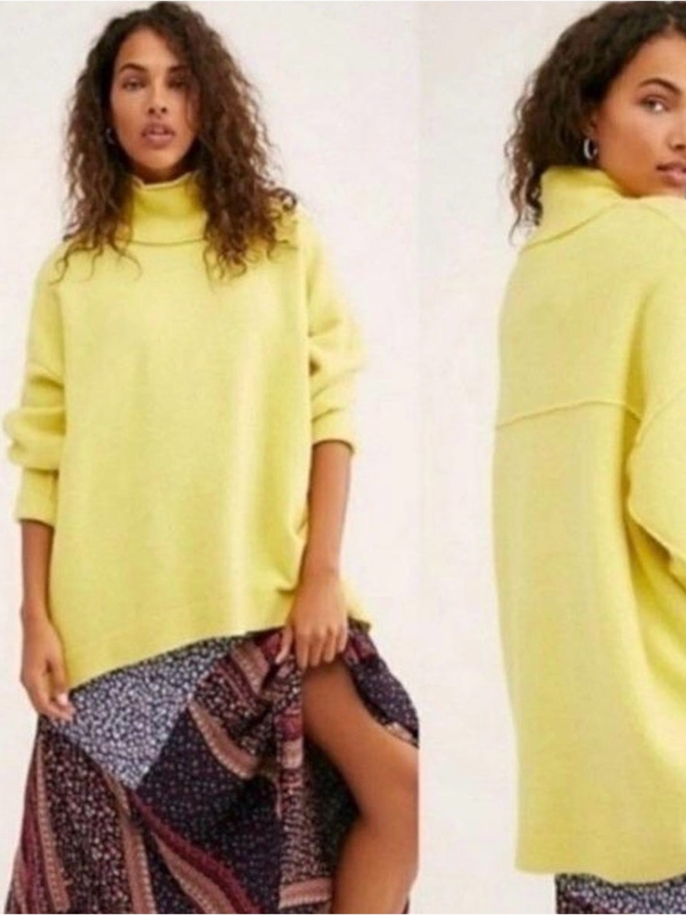 Bright yellow free people sweater